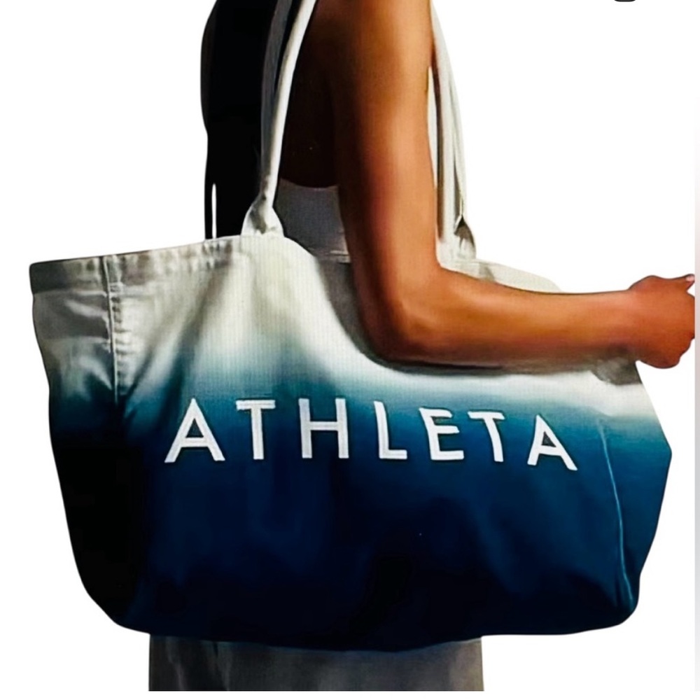 Athleta Blue Ombre Tie Dye canvas washable Women's Tote Gym Bag